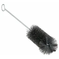 This lab brush features a 6-inch brush head with 2 3/8-inch natural-hair bristles in black. The 20-inch overall length allows access to deep containers. Suitable for cleaning glassware, beakers, and other laboratory equipment without scratching surfaces.