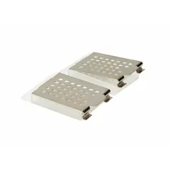 Natural polypropylene embedding cassette for histology and pathology tissue processing. Overall length 1.63 in, width 1.13 in. Resists solvents and high temperatures during paraffin embedding and microtomy.