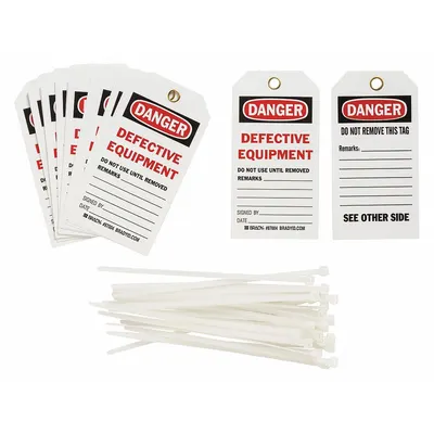 BRADY Danger/Defective Equipment Do Not Use Until Removed Tags - Danger/Defective Equipment Do Not Use Until Removed Remarks: Signed By: Date: Tags
