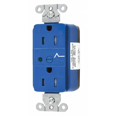 HUBBELL Receptacle: Duplex, 5-15, Blue, 125V AC, 15 A, 2 Pole / 3 Wire (MPN SNAP5262S) - General Purpose Receptacles