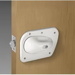 This classroom lever lockset features ligature-resistant construction and is compatible with Small Format Interchangeable Cores (SFIC). It is designed for institutional settings where safety and security are priorities, such as schools and healthcare facilities. The lockset has no visual indicator message.