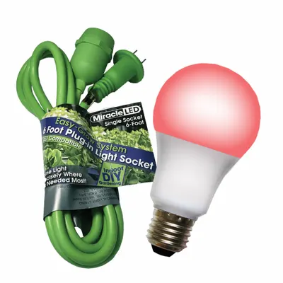 MIRACLE LED Single Socket Grow Light Cord System: Bulb Included, For Bulb Type A, 120V AC - String Fixture Kits