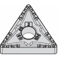 Triangle (T) indexable turning insert for general turning, facing, and profiling operations on steel, stainless steel, and cast iron. Features a molded chipbreaker for medium-duty machining. Designed for use with compatible tool holders in CNC and manual lathes.