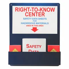 Wall-mount information center for displaying safety notices, procedures, or compliance documents in industrial facilities. Overall dimensions: 24 in height, 30 in width, 4 1/8 in depth. Mounting hardware not included.