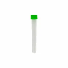 Polypropylene Test Tube with Green HDPE Cap, 8 mL, Natural, Round Bottom