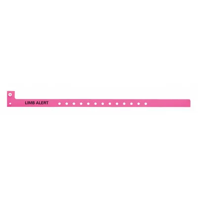 ID Wristband: Limb Alert, 12 7/8 in Overall Lg, 1 1/8 in Overall Wd, Plastic - Security Wristbands