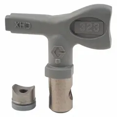 This GRACO airless spray gun tip has a 0.023 in orifice and is gray in color. It is compatible with the XHD001 model and XTR series. Designed for use in industrial coating applications, it delivers a consistent spray pattern for high-production painting tasks.