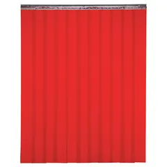 This tinted transparent strip curtain is made of PVC and measures 7 ft in height by 7 ft in width. It is red in color and features a universal mount for flexible installation. Commonly used in welding areas to contain sparks, UV radiation, and fumes while allowing visibility.
