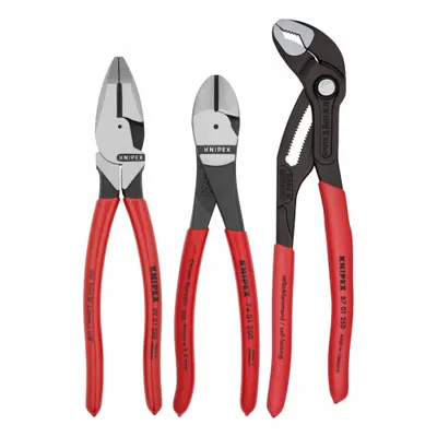 KNIPEX Plier Set: 3 Pliers, Std Cushion Grip, Manual - General Purpose Assorted Pliers Sets
