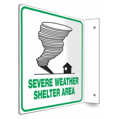 CONDOR L-Shape Projection Severe Weather Shelter Area Sign - L-Shape Projection Severe Weather Shelter Area Signs