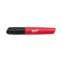 This general purpose ink marker features a bullet point and standard actuation style. It has a plastic body and black ink with a dry time of less than 30 seconds. Suitable for marking on metal, plastic, and other surfaces in industrial settings.