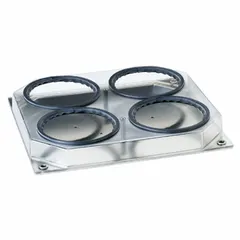 This stainless steel Erlenmeyer attachment is designed for use with HEIDOLPH Promax 1020 and Unimax 1010 shaker models. It securely holds up to (4) mL Erlenmeyer flasks, providing consistent orbital motion for mixing and agitating small-volume samples in laboratory applications.