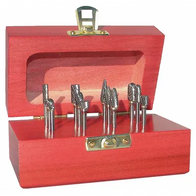 OEM APPROVED VENDOR Single-Cut Carbide Bur Set, 12 Piece, 1/2" Head Diameter, SD-5 - Single-Cut Carbide Bur Sets
