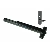 This rim-type exit device features a touchbar push pad and a lever outside trim. It is ADA compliant and designed for doors up to 3 ft wide. The bronze finish suits commercial and industrial egress applications where reliable push-bar operation is required
