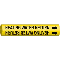 Pipe Marker: Heating Water Return, Yellow, Black, Fits 3/4 to 1 3/8 in Pipe O.D., 1 Pipe Markers (MPN 4072-A)