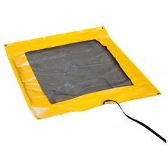 Yellow drip pillow for absorbing oil leaks and spills. Absorbs up to 2 gallons of oil per pad. Suitable for use in machinery drip pans, maintenance areas, and fluid containment applications.