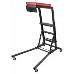 This heavy-duty convertible creeper features a steel frame and supports up to 400 lb. The height adjusts from 45 in to 66 in, allowing technicians to work comfortably under vehicles at various service heights. Suitable for automotive and industrial maintenance tasks in workshops and garages.