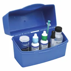 This kit measures total hardness in water samples using a drop-count titration method. Range is 0 to 200 ppm with 50 tests per kit. Suitable for field or lab use in applications such as boiler feedwater, cooling towers, and process water monitoring.