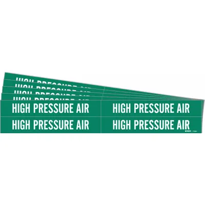 BRADY Pipe Marker: High Pressure Air, Green, White, Fits 3/4 to 2 3/8 in Pipe O.D. - High Pressure Air Adhesive Pipe Markers