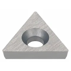 Triangle-shaped indexable turning insert for general-purpose machining of steel and cast iron. Used in lathe operations for external turning, facing, and profiling. Part number 6808782.
