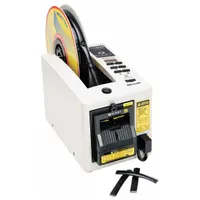 Straight guillotined cutter for non-adhesive materials up to 0.25 in thick. Feed speed of 5.4 in/sec. Includes cutter safety guard. Used in packaging, trimming, and fabrication for clean cuts