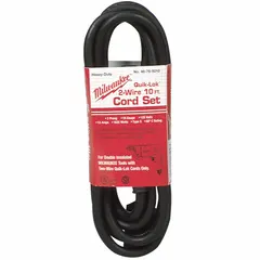 Replacement power tool cord for compatible MILWAUKEE models. Used in industrial and construction settings to restore power to tools, ensuring continuous operation on job sites.