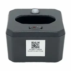 Charging station for BRADY CR2700 barcode scanner. Provides power and docking for the scanner, keeping it charged and ready for use in industrial environments such as manufacturing, warehousing, and logistics.