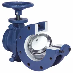 This cast iron butterfly valve is designed for general-service on-off or throttling control of water in industrial piping systems. It features a 12-inch lug-style body, a gear-operated handwheel, and a ductile iron disc, with a maximum pressure rating of 150 psi CWP.