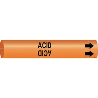 Pipe Marker: Acid, Orange, Black, Fits 1 1/2 to 2 3/8 in Pipe O.D., 1 Pipe Markers, With Arrows (MPN 4289-B)
