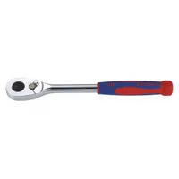WESTWARD Hand Ratchet: Pear, Reversible, 9 in Overall Lg, Chrome, 4.3° Min Arc Swing