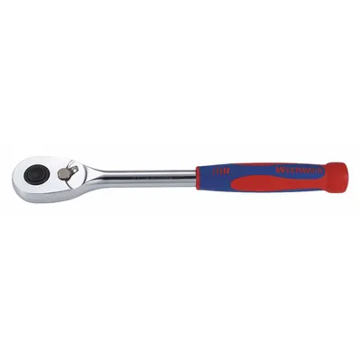 WESTWARD Hand Ratchet: Pear, Reversible, 9 in Overall Lg, Chrome - Standard-Head Ratchets