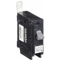 Single-pole miniature circuit breaker rated 30 A at 120/240V AC, with a maximum AIR rating of 65kA at 120V AC. Designed for bolt-on installation in Siemens P1 panelboards, it provides overcurrent protection in single-phase electrical systems