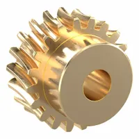 Metric worm wheel with module m 2, 20° pressure angle, right-hand helix, and non-ground tooth finish. Made of aluminum bronze with a plain bore. Used in power transmission systems to convert rotary motion between non-intersecting shafts, commonly applied in conveyors and indexing tables