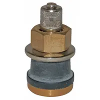 Brass clamp-in tire valve stem with straight shape and 180° angle. Features 0.305-32 thread size. Designed for heavy-duty commercial vehicle tires on buses and trucks