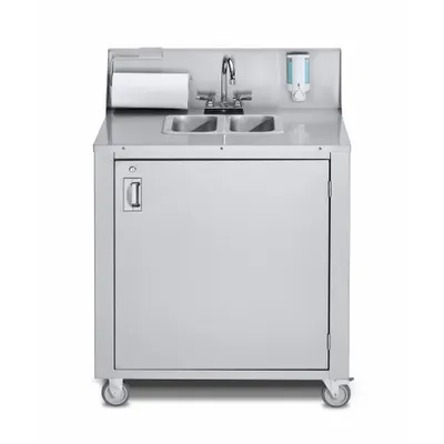 CROWN VERITY Portable Hand Sink: Water Heater Included, Single Foot Pedal - Two-Bowl Portable Hand Sinks with Faucets