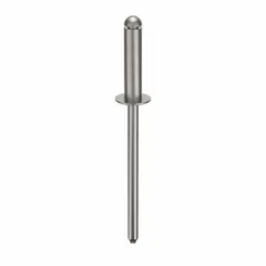 Domed-head blind rivet with 0.124" diameter and 1 19/32" overall length, featuring a 1/2" body length. Supplied in a 500-piece pack. Used for general-purpose fastening where access is limited to one side, common in sheet metal assembly and equipment fabrication.
