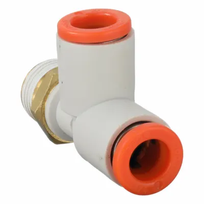 SMC KQ2Y07-34AS Push-Fit Tee Fitting, 1/8 in Pipe x 1/4 in OD x 1/4 in OD, White - Polybutylene & Brass Tube Fittings