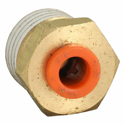 SMC KQ2H05-35AS Push-to-Connect x MNPT Adapter, Brass, 1/4" Thread - Polybutylene & Brass Tube Fittings