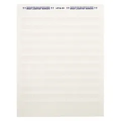 White matte polyester wraparound label for permanent wire and cable identification. Designed for wire gauges from 20 AWG to 10 AWG. Suitable for use in industrial control panels, electrical installations, and data centers where resistance to abrasion, chemicals, and high temperatures is required.