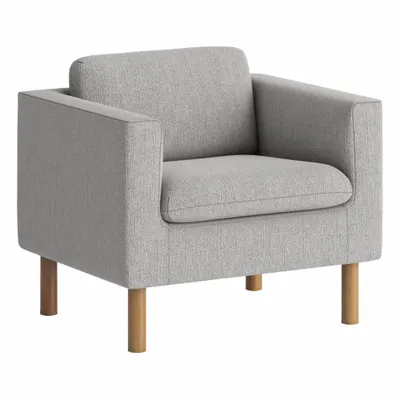 HON Club Chair: Gray, Oak, 4 Casters/Glides, Removable Back Cushions, 33 in Overall Wd - Accent Chairs