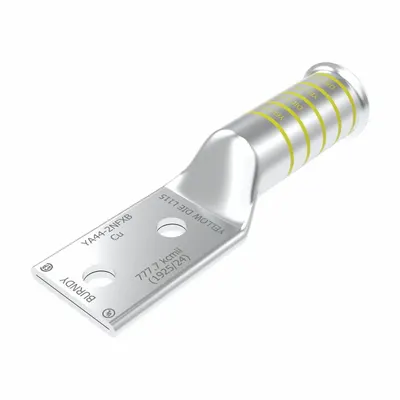 BURNDY Compression Lug: For 750 kcmil, Stranded Wire, 1/2 in Stud Size, Long - Two-Hole Compression Lugs