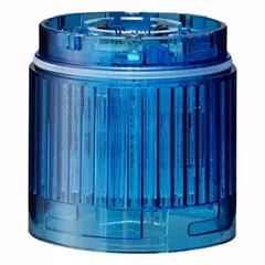 Steady light module for use in industrial tower light systems. Blue lens, 24V DC operation, 50 mm diameter, 40 mm height. Compatible with LR5 series. Provides continuous visual indication for machine status or process conditions.