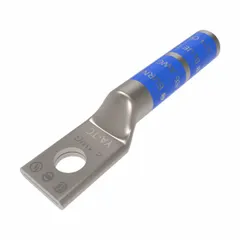 One-hole compression lug for terminating 6 AWG stranded copper wire. Long barrel design with a 1/2 in stud size. Suitable for power distribution, panel building, and heavy equipment wiring.