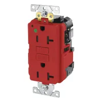 LEVITON Modular Receptacle: Hospital Grade Fed. Spec., Decorator Duplex, 5-20R, Red, GFCI, 125V AC (MPN MGFN2-HGR)