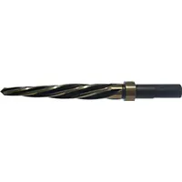This car reamer is used to enlarge or finish holes in metal, typically in automotive or industrial maintenance. The three-flat shank design provides secure chucking for precise reaming in machining operations. Made from Black & Gold High Speed Steel