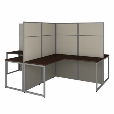 BUSH BUSINESS FURNITURE Office Cubicle with Privacy Panels, Cherry, 119 in Wd - Office Cubicles with Privacy Panels