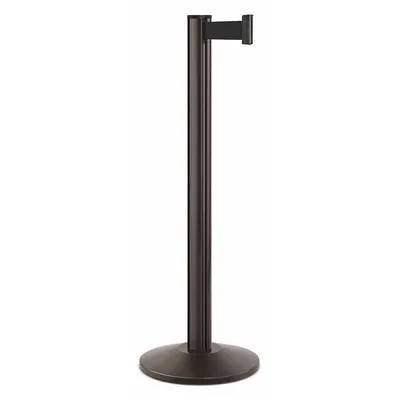 LAVI Barrier Post with Belt: Black, No Pattern, No Legend, 10 ft Belt Lg, Black - Solid-Color Retractable Belt Post Barriers