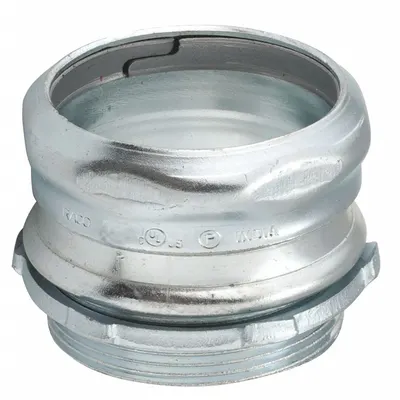 RACO Compression Conduit Connector: Steel, 4 in Trade Size, 4 23/32 in Overall Lg - Compression Conduit Connectors