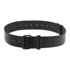 Black leather accessory belt designed to support powered air-purifying respirator (PAPR) components. Provides a durable means of securing PAPR systems during industrial work, helping distribute weight evenly for extended wear.