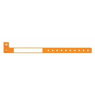 ID Wristband: No Legend, 10 in Overall Lg, 1 1/4 in Overall Wd, Plastic, Orange - Security Wristbands